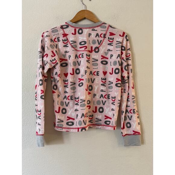 PJ Salvage Peace Love Joy Thermal Ski Jammie Set Size XS Blush Pink - Picture 8 of 16